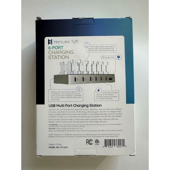 Hercules Tuff 6-Port USB Charging Station with Overcharge Protection - Silver - Picture 2 of 2